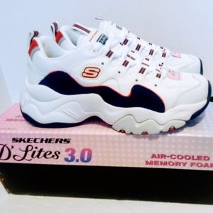 Skechers D' Lites 3.0 Zenway White/Navy/Red Size 6 1/2